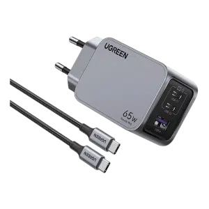 شارژر دیواری 65 وات Nexode Pro سه پورت یوگرین مدل X755 کد 25871 همراه با کابل ۵ آمپر USB-C