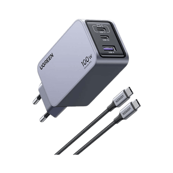 شارژر دیواری 100 وات با دو پورت USB-C و یک پورت USB-A یوگرین مدل X757 کد 25874